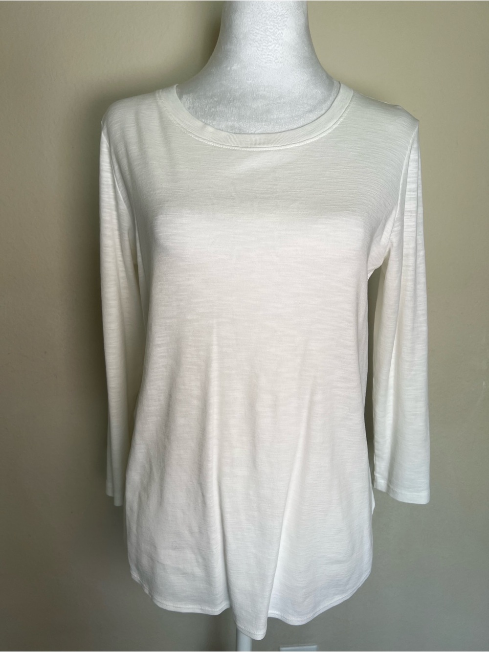 Tommy Bahama White Ribbed Knit Cotton Crew Neck 3/4 Sleeve T-Shirt Women S/P NWT
